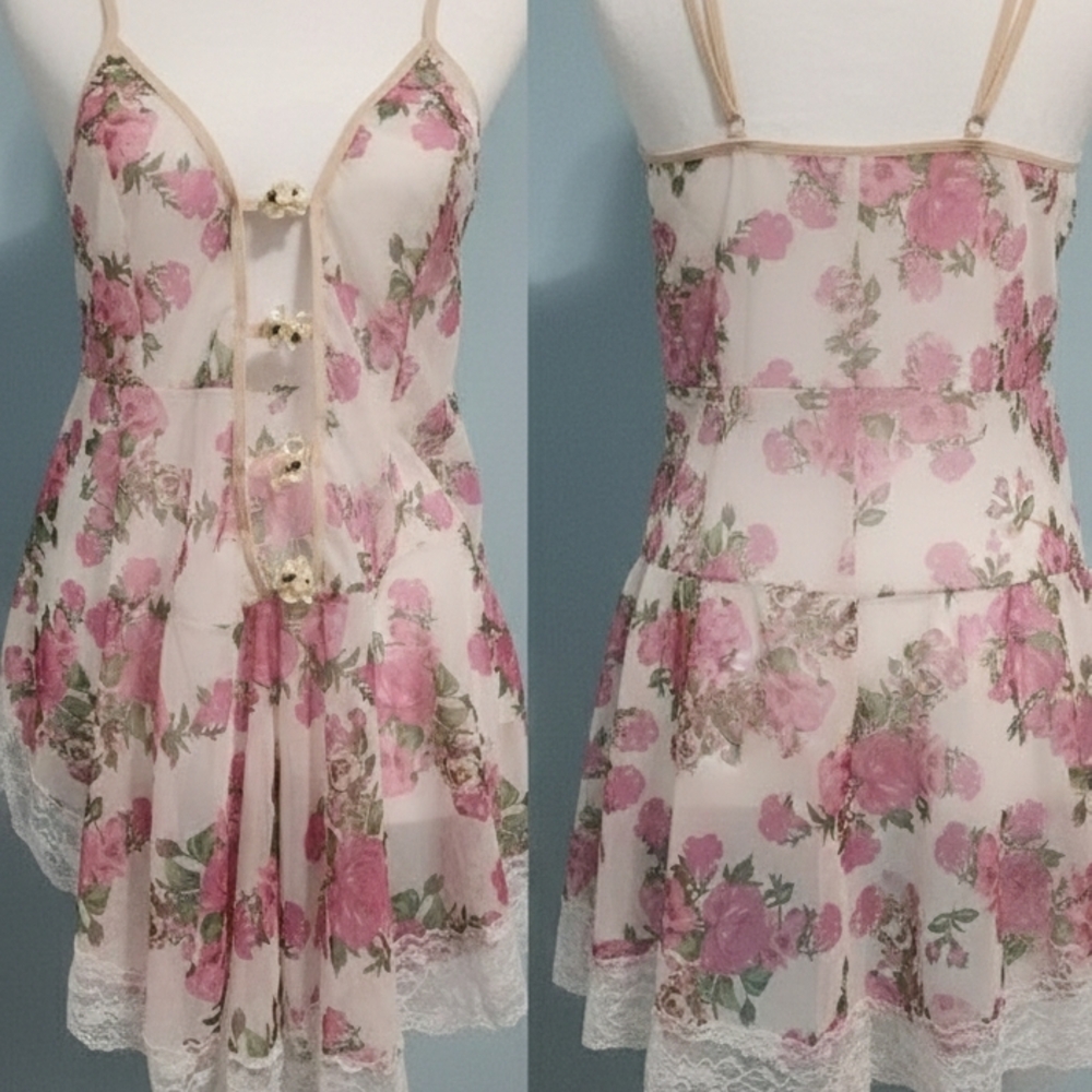 Floral Lace Trim Sleepwear